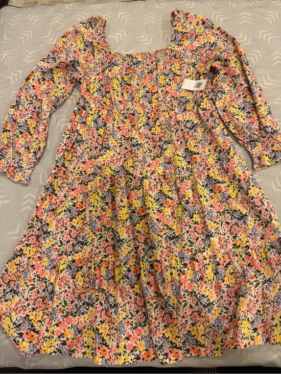 Old Navy Other - Old Navy Pink, Yellow & Blue Floral Smocked Square-Neck Dress